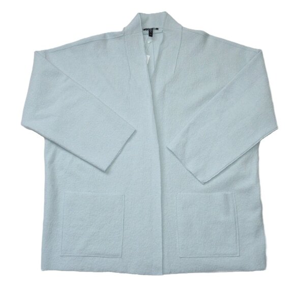 Eileen Fisher Sweaters - NWT Eileen Fisher High Collar Jacket in Clearwater Boiled Wool Open Front L